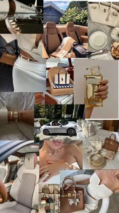 a collage of photos showing different types of purses