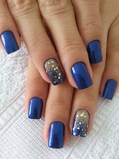 Blue and silver Navy Nails Design, Get Nails, Gel Nail Designs, Kwanzaa