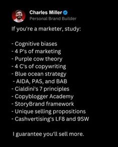 a black background with text that reads, if you're a marketer, study