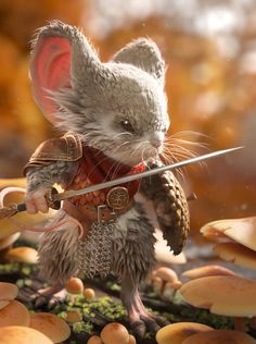 Mouse In Armor, Mousefolk Dnd Art, Fantasy Mouse Art, Mouse Illustration Character, Mouse Humanoid, Mice Character, Mythical Humanoid Creatures, Animal Knight, Cute Mouse Illustration