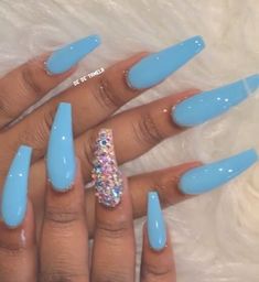 Pinterest | @ Haleyyxoo† Stiletto Nail Art, Long Acrylic Nail Designs, Blue Acrylic Nails, Blue Nail, Coffin Nails Long, Trendy Nail, Nail Swag, Summer Acrylic Nails, Acrylic Nails Coffin