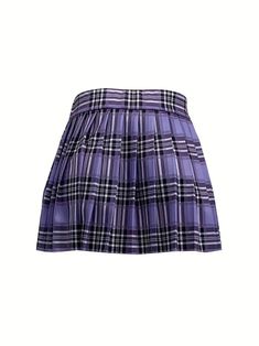 Mini Skirt Pleated Detail No Closure Model wearing size medium Purple Plaid Skirt Outfit, Purple Pleated Skirt, Midi Leather Skirt, Purple Plaid Skirt, Mini Skirt Pleated, Plaid Skirt Outfit, Black Leather Shorts, Pink Trousers, Tour Outfits