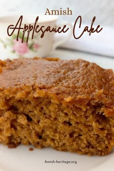 Very easy-to-make, moist and delicious homemade cake with the flavor of apples and spices. Amish cake recipe, easy and quick to make cake from scratch, applesauce cake Homemade Applesauce Cake Recipes, Cake With Canned Apples, Dessert Using Applesauce, Viral Apple Cake, Cake Using Applesauce, Cakes Made With Applesauce, Almond Flour Applesauce Cake, Apple Cake With Butter Sauce, Cinnamon Applesauce Cake