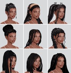 multiple images of different types of braids