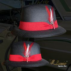 Handmade with the highest quality materials of 100% cotton string Style: Classic Lowrider Derby Color: Black Hat Band: Red Feathers: Rooster Hat Pin: Red Cross Brand: Garcia Signature Hats All sales are final Social Media Facebook @garciasignaturehats Instagram @garciasignaturehats Red Adjustable Brimmed Straw Hat, Adjustable Red Brimmed Straw Hat, Adjustable Red Panama Hat With Flat Brim, Classic Red Adjustable Hats, Black Flat Bill Hat Bands For Summer, Red Casual Hat Band For Summer, Adjustable Red Hat Bands For Kentucky Derby, Casual Red Hat Band For Summer, Adjustable Red Hat Bands For Summer