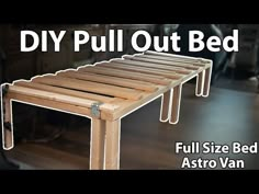 a bed frame made out of wood with the words diy pull out bed on it