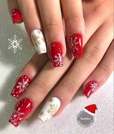 Christmas Nail Designs Acrylic, Nail Polish Art Designs, Nail Designs Ideas, Snowflake Nail Art, White Acrylic Nails, Nail Polish Art, Pretty Nail Designs, Christmas Nail Art Designs