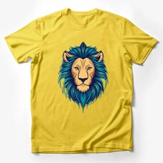 Graphic Lion T-Shirt, Majestic Blue Mane Lion Art Tee, Unisex Animal Print Shirt, Wildlife Illustration Top, Gift for Animal Lovers Male T-Shirt Custom graphic T-Shirt.Customize your color Wildlife Illustration, Animal Print Shirt, Lion Tshirt, Animal Print Shirts, Lion Art, Male T Shirt, Animal Lovers, Print Shirt, Custom Shirts