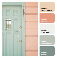 the front door is painted in pastel shades