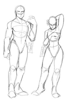 two sketches of the same character in different poses