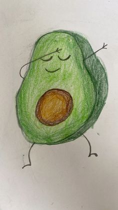 a drawing of an avocado with its eyes closed