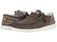 Hey Dude Wally Funk - Men's Shoes : Brown Aztec : The unique combination of the Hey Dude Wally Funk allows you to attack each day as a new adventure with the confidence your feet won't be the reason to slow down. Made of woven textile with a lace closure, Flex and fold technology, and soft oxford cloth lining. Memory foam insole for all-day comfort. Ultra-light outsole provides a pleasurable walking experience. Machine washable. Imported. Weight of footwear is based on a single item, not a pair. Men’s Hey Dudes, Mens Hey Dudes, Hay Dudes, Aztec Shoes, Hey Dude Shoes Women, Parker Outfit, Country Shoes, Western Shoes, Cute Country Outfits