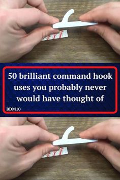 two hands holding scissors with the words, 50 brilliant command hook uses you probably never would have thought of