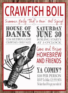 a flyer for a crawfish boil