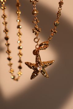 18K Real Gold Plated Diamond Starfish Necklace – Cutethingscommin Gold Starfish Charm Jewelry For Party, Cutest Clothes, Ornate Jewelry, Starfish Pendant, Starfish Necklace, Jewelry Lookbook, Unique Necklace, Waist Chain, Dream Jewelry