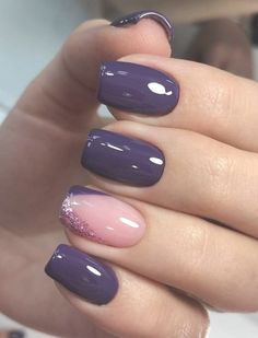 Unghie Sfumate, Short Square Nails, Pretty Nail Art Designs, Nails 2020, Her Nails, Dipped Nails, Chic Nails, Short Acrylic Nails, Purple Nails