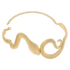 Lend an edgy finish to your look with this snake-shaped choker in a shimmering, 18k gold-plated finish. 1.38" W x 5.11" L with 7.29" extender Lobster claw clasp 18k gold-plated copper Snake Choker Necklace, Snake Choker, Serpent Jewelry, Geometric Type, Womens Chokers, Snake Design, Gold Snake, Choker Collar, Jewelry Choker