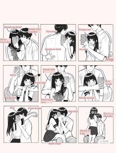 an anime storyboard showing the stages of kissing and being in love with each other