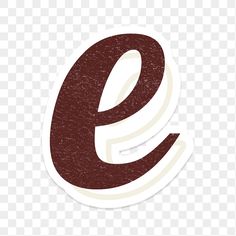 the letter e sticker is brown and white