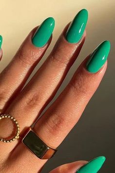 Bright Color Nails For Spring the gray details Bright Nails For Winter, Solid Spring Nail Color, Spring Color Nails 2024, Vacation Nails Green, Green Summer Nails 2024, Solid Color Acrylic Nails Spring, Spring Break Nail Colors, Solid Spring Nails, Bright Green Acrylic Nails