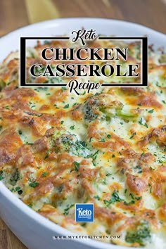 a close up of a casserole dish with broccoli