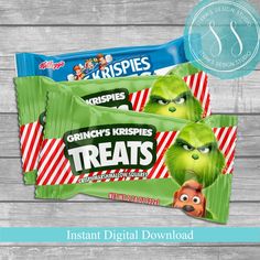 the grinch's krispies treats are on display