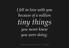 a quote that says i fell in love with you because of a million tiny things you never knew you were doing