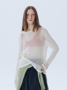 This is a modern and unique sweater by ahwe that is made out of high quality and sturdy fabric. With minimal design detail and trendy mood, you can style it for your casual and refined daily outfit.- Round neckline- Scooped waistline detail- Sheer texture of the fabric suitable for layering Modern Long Sleeve Sweater With Ribbed Neckline, Modern Fine Knit Sweater For Layering, Modern Long Sleeve Sweater For Spring, Modern Fine Knit Top For Fall, Modern Long Sleeve Knit Top For Spring, Modern Spring Sweater For Layering, Modern Knit Sweater With Ribbed Neckline, Modern Fine Knit Spring Sweater, Modern Fine Knit Long Sleeve Sweater