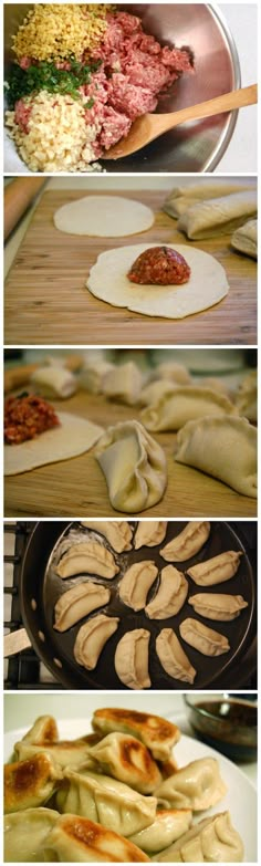 the process of making dumplings is shown here