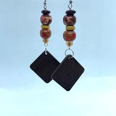 Multicolor Wooden Beads Dangle Earrings, Multicolor Dangle Beaded Earrings With Wooden Beads, Dangle Earrings With Large Beads For Gift, Brown Wooden Beaded Earrings As Gift, Brown Wooden Beads Beaded Earrings As A Gift, Brown Beaded Earrings With Wooden Beads For Gift, Gift Wooden Beaded Earrings, Gift Brown Beaded Earrings With Wooden Beads, Adjustable Brown Beaded Earrings With Large Beads