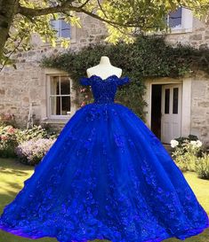 perfect royal blue ball gown dress for quinceanera party ! Royal Blue Quince Dress, Blue Quince Dress, Dress For Quinceanera, Royal Blue Quince, Xv Dresses