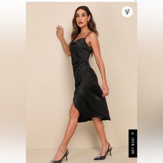 Best Seller On Site!! "Hollywood Woman Black Satin Midi Dress" I Have Smalls Drapped Neckline And Waist With Ruching At One Side- Covers Our Lower Belly Area We Hate! Size Smalls Available Measures 41.25" From Adjustable Straps To Hem White Midi Dress Bodycon, Black Satin Midi Dress, Blue Lace Midi Dress, Yellow Lace Dresses, White Eyelet Dress, Lulus Dresses, Lower Belly, Chiffon Midi Dress, Black Halter Dress