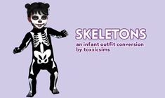 an animated skeleton is standing in front of a purple background with the words skeletons on it