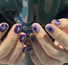 Green Aesthetic Nails Short, Graphic Art Nails, Silly Nail Designs, Short Nail Designs Masc, Nail Polish Art Ideas, P1harmony Nails, Nonbinary Nails, Gravity Falls Nails, Purple Gel Nails Ideas