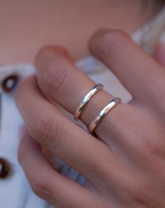 Double Thin Band Ring ~ Sterling Silver 925 ~ MR146 - Maresia Jewelry Two Rings, Minimalist Ring, Minimalist Rings, Hippie Bohemian, Ring Finger, The Ring, 925 Jewelry, Ring Sterling Silver, Perfect Ring