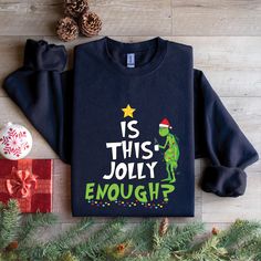 Is this Jolly Enough,Christmas Grinch Shirt, Merry Grinchmas,Grinch Christmas,Christmas Party, Christmas T shirt,Grinchmas,Holiday Shirt 📢 H O W  T O   O R D E R?📢  Please, check and review all photos Select Shirt Size and Color from Drop Down menu After choosing the color and size, you can write whatever you want in the personalization field. (If it's a customizable ad) and then add this tshirt to cart. Just do this for other t-shirts. You must collect all tshirts in the same basket and compl Papa Grinch Shirt, Grinch Tshirt Ideas, Grinch Tshirts, Grinch Shirt Ideas, Ghost Reading Book, Ghost Christmas, Grinch Shirt, Book Christmas Gift, Christmas Ghost