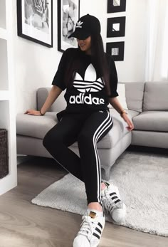 Addidas Shirts, Adidas Leggings Outfit, Legging Adidas, Look Legging