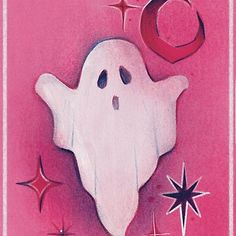 a painting of a ghost with stars around it and the letter c on its chest