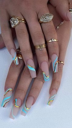 nail designs acrylic sage green Unghie Sfumate, Turquoise Nails, Matte Nails Design, Long Acrylic Nails Coffin, Acrylic Nails Coffin Short, Summer Acrylic Nails, Square Acrylic Nails, Coffin Nails Designs