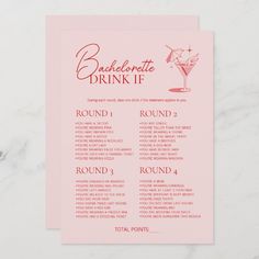 Retro Cocktail Bachelorette Party Game Drink If  Invitation But The Bride A Drink, Cocktails Bachelorette Party, June Bachelorette Party, Bachelorette Drink If Game, Drinking Bachelorette Games, Bachelorette Superlatives, Bridal Shower Drinking Games, Bachelorette Pool Games, Bridal Shower Cocktail Names