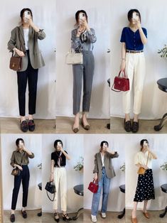 Office Clothes Women Casual, Korean Office Wear Work Outfits, Outfit Lamar Kerja, Office Outfit Korean Style, Working Outfit Women, Woman Work Outfit, Office Work Outfit, Everyday Work Outfits, Korean Girl Office Outfit