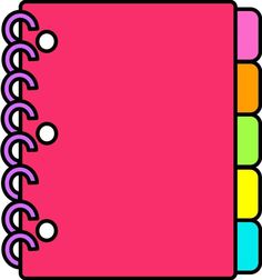 a pink notebook with colored spirals on it