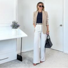 Neutral summer outfit ideas ✅To shop this post comment the word, “LINK” below and I’ll send you all the outfit details including sizing. . OTHER WAYS YOU CAN SHOP ⭐️ tap the link in my ig bio @mrs.blondebrainsandbirkins ⭐️ outfits are linked in my ig stories ⭐️ you can shop these looks here https://shopltk.com/explore/mrs.blondebrainsandbirkins/collections/11ee90c32c65d209bfdd0242ac110003 . (Note - I earn a small commission on purchases made through these links) I'm 5'4” I mostly wear s... Neutral Linen Blazer For Work, Chic Cream Linen Blazer, Neutral Single-breasted Blazer For Work, Single-breasted Cream Blazer For Work, Elegant Neutral Single-button Blazer, Summer Blazer Outfits, Neutral Summer Outfits, Ig Bio, Office Pants