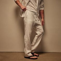 Relaxed Linen Pant - White | James Perse Los Angeles Linen Pants For Men, Fitted Linen Pants, Satin Set, Linen Pant, Pants For Men, Linen Pants, Linen Shirt, Welt Pockets, Welt Pocket