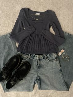 #downtowngirloutfit #downtowngirlstyle #pacsun #hollister #docmartensoutfits #docmartensstyle Hollister Babydoll Top, Darker Outfits, Babydoll Top Outfit, Hollister Outfits, Pacsun Outfits, Band Trip, Doc Martens Outfits, Hollister Clothes, Cottagecore Outfit