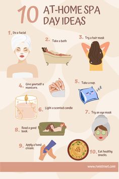 at-home-spa-day Spa Day Routine At Home, Tips To Take Care Of Yourself, Self Care Day Activities, Selfcare Day Ideas, Self Care Day List, Body Care At Home, Self Care Tips Beauty, Self Care Day At Home, How To Self Care Tips