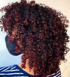 Red Highlights On Dark Hair Black Women Curly, Burgundy Highlights Natural Hair, Colored Hair Curly Natural Curls, Dark Red Highlights In Black Hair Curly, Burgundy Balayage On Curly Hair, Curl Dyed Hair, Merlot Curly Hair, Maroon Highlights On Dark Hair Curly, Red Highlights Natural Hair