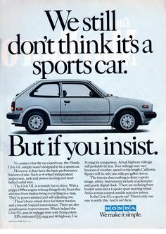 an advertisement for a sports car with the words, we still don't think it's a sports car but if