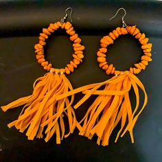 Cute Stylish Western Earrings! Wear These Next Time You Go Out! Never Worn! Mustard Orange Color. Just Have Too Much Jewelry And Time For Their Next Home. Mustard Orange, Western Earrings, Tassel Drop Earrings, Next Home, Tassel Fringe, Go Out, Color Orange, Too Much, Orange Color