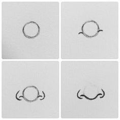 four pictures of different shapes and sizes of the same object, each with a circle drawn on it